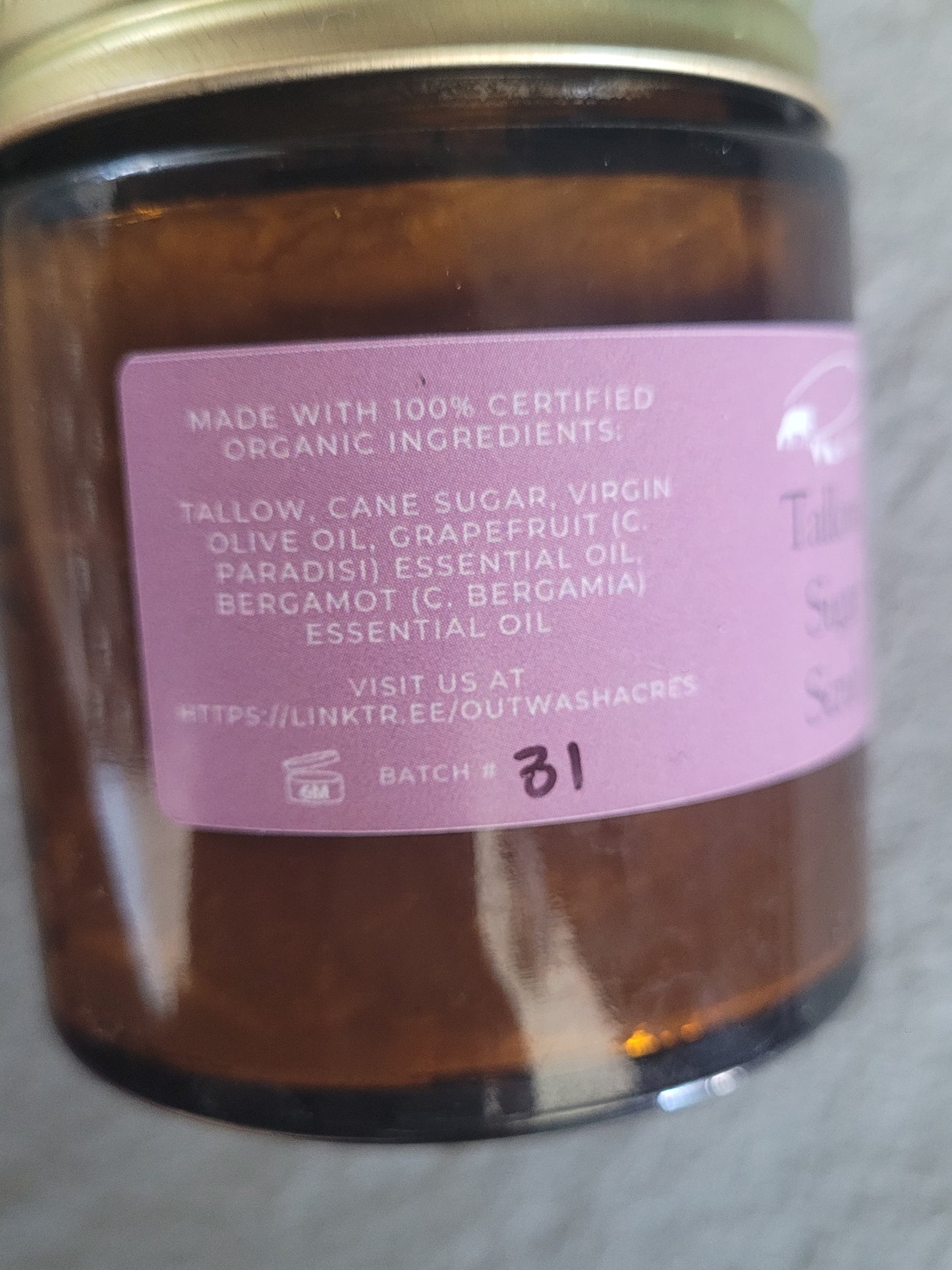 Organic Whipped Tallow Sugar Scrub